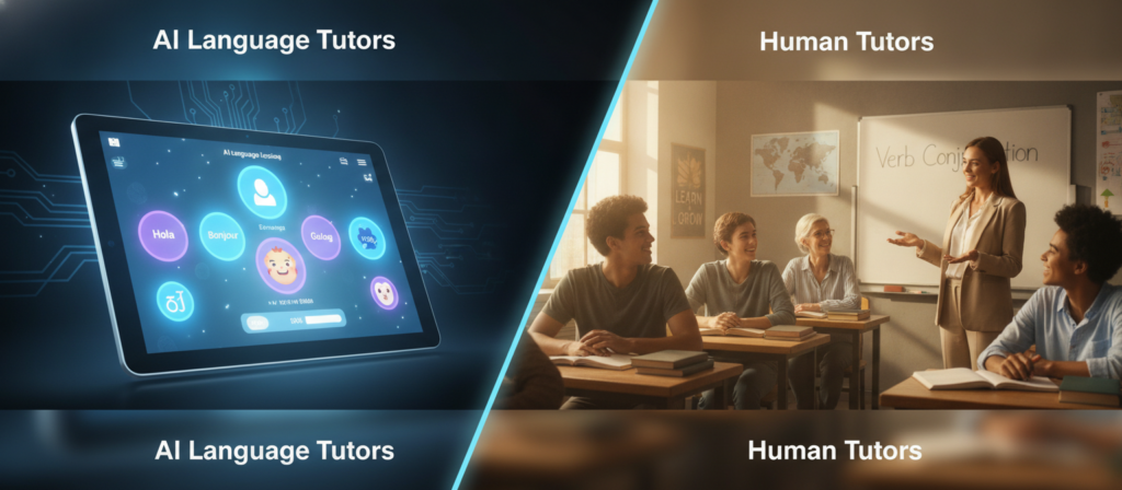 AI language tutor vs human tutor